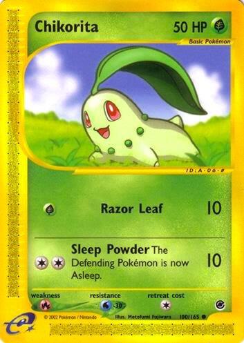 Pokémon Chikorita #100/165 Expedition 100 Non-Foil Near Mint English Trading Card — catalog front, TCGplayer SKU 1190244