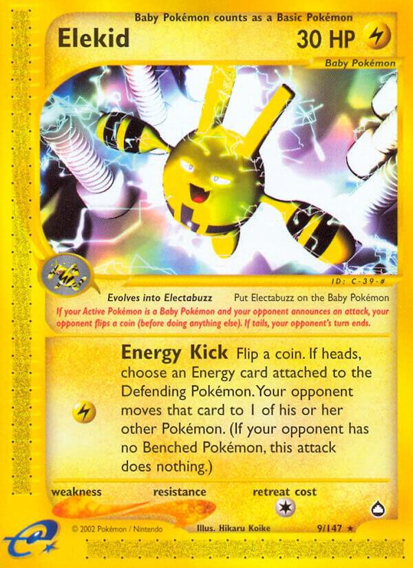 Pokémon Elekid #009/147 Aquapolis Rare Non-Foil Near Mint Trading Card