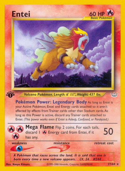 Pokémon Entei #17/64 Neo Revelation 17 Non-Foil Near Mint Unlimited Trading Card