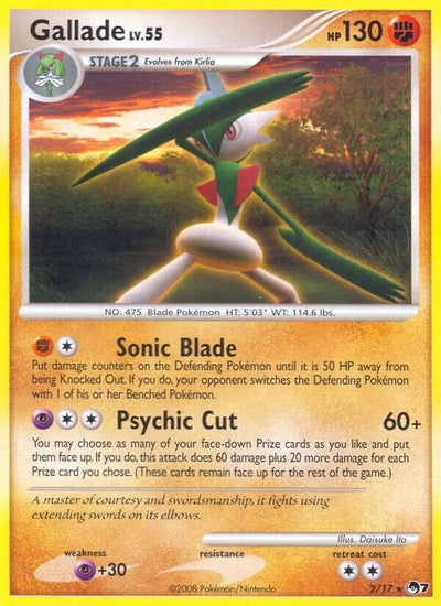 Pokémon Gallade #002/017 POP Series 7 Rare Non-Foil Near Mint English Trading Card — catalog front, TCGplayer SKU 1191574