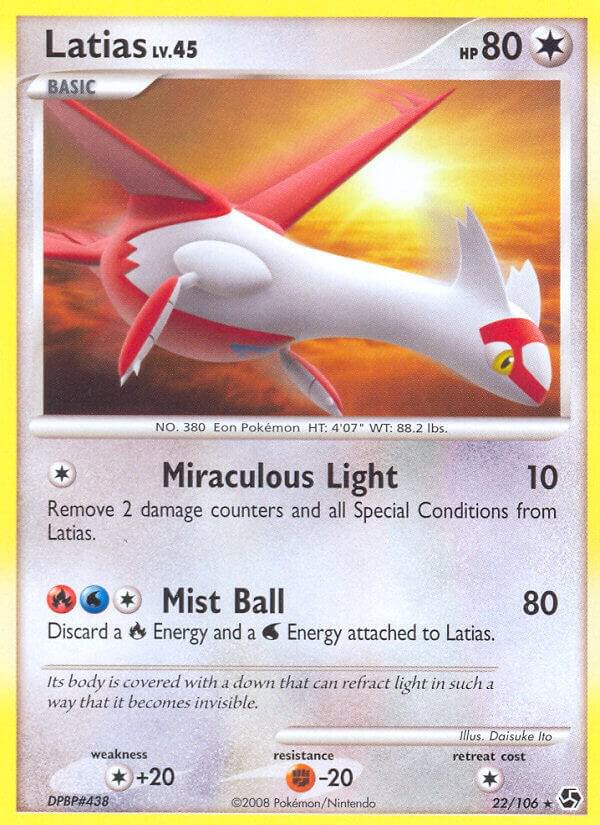 Pokémon Latias #22/106 Great Encounters Rare Non-Foil Near Mint English Trading Card — catalog front, TCGplayer SKU 1192620