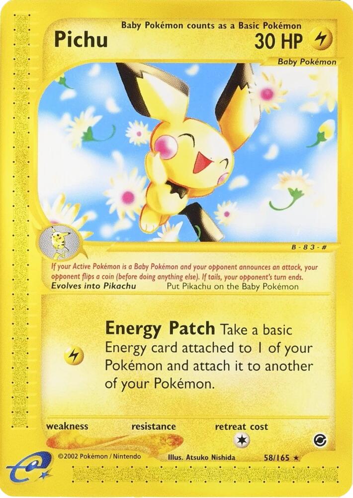 Pokémon Pichu #58/165 Expedition 58 Non-Foil Near Mint English Trading Card — catalog front, TCGplayer SKU 1193984