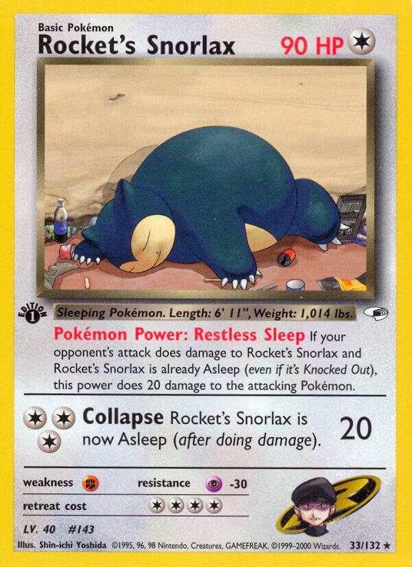 Pokémon Rocket's Snorlax #033/132 Gym Heroes Rare Non-Foil Near Mint Unlimited English Trading Card — catalog front, TCGplayer SKU 1194764
