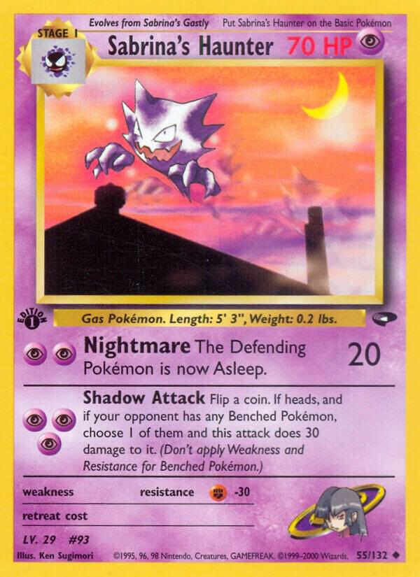 Pokémon Sabrina's Haunter #055/132 Gym Challenge Uncommon Non-Foil Near Mint Unlimited English Trading Card — catalog front, TCGplayer SKU 1194846