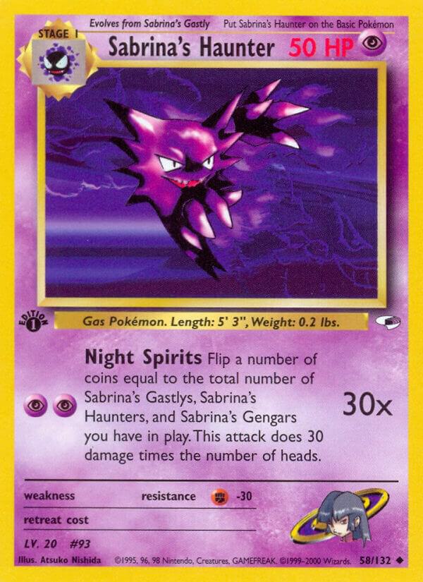 Pokémon Sabrina's Haunter #058/132 Gym Heroes Uncommon Non-Foil Near Mint Unlimited English Trading Card — catalog front, TCGplayer SKU 1194847