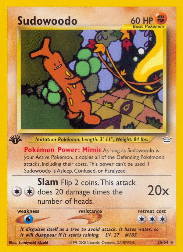 Pokémon Sudowoodo #26/64 Neo Revelation Rare Non-Foil Near Mint Unlimited English Trading Card — catalog front, TCGplayer SKU 1195559