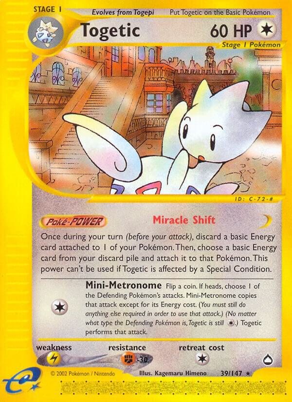 Pokémon Togetic #039/147 Aquapolis Rare Non-Foil Near Mint Trading Card