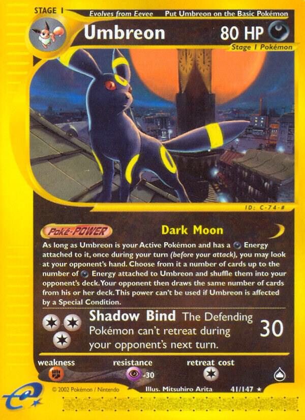 Pokémon Umbreon #041/147 Aquapolis Rare Non-Foil Near Mint Trading Card