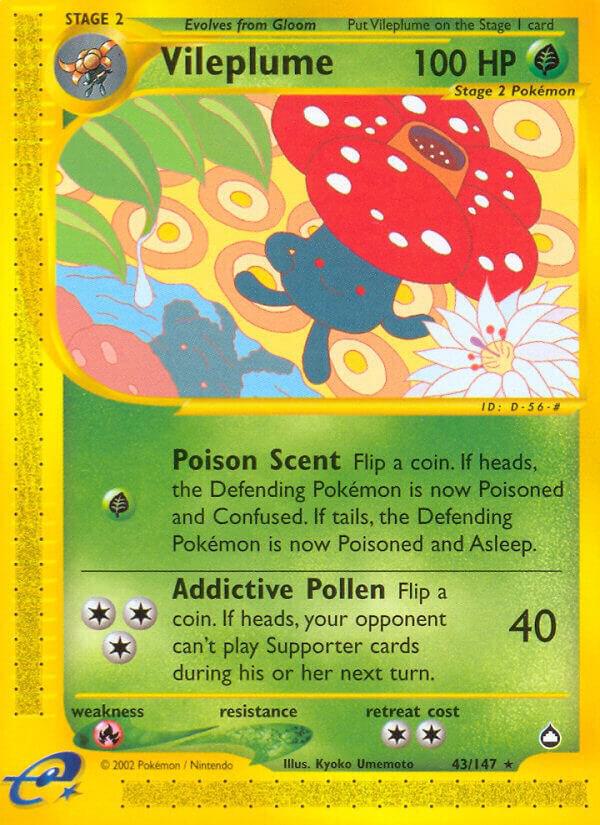 Pokémon Vileplume #043/147 Aquapolis Rare Non-Foil Near Mint Trading Card