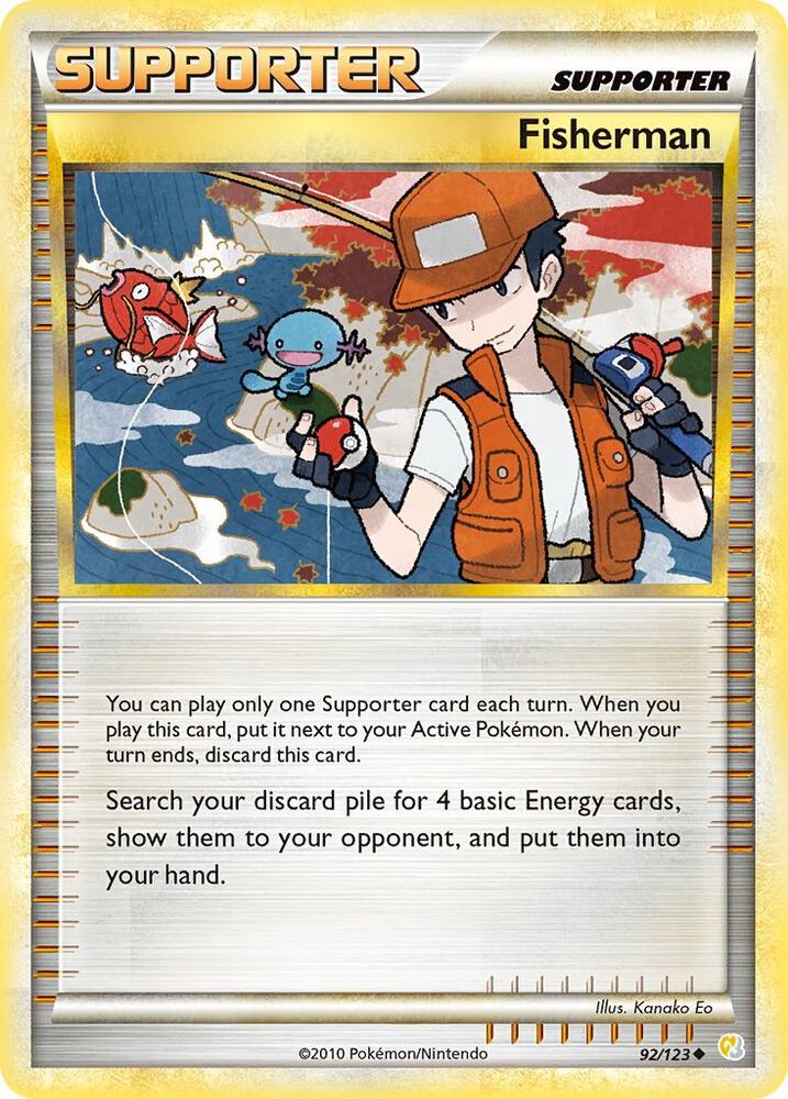 Pokémon Fisherman #92/123 HeartGold SoulSilver Uncommon Non-Foil Lightly Played English Trading Card — catalog front, TCGplayer SKU 1198787