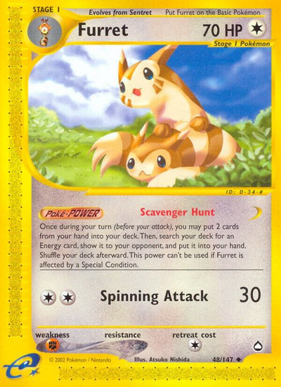 Pokémon Furret #048/147 Aquapolis Uncommon Non-Foil Lightly Played Trading Card