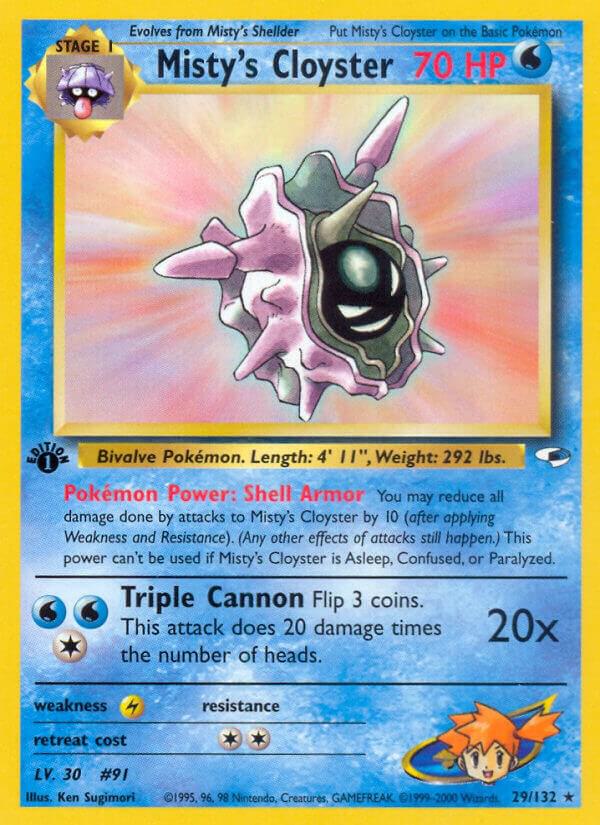 Pokémon Misty's Cloyster #029/132 Gym Heroes Rare Non-Foil Lightly Played Unlimited English Trading Card — catalog front, TCGplayer SKU 1200840