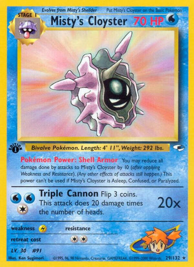 Pokémon Misty's Cloyster #029/132 Gym Heroes Rare Non-Foil Lightly Played Unlimited English Trading Card — catalog front, TCGplayer SKU 1200840