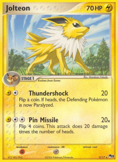 Pokémon Jolteon #003/017 POP Series 3 Rare Non-Foil Moderately Played English Trading Card — catalog front, TCGplayer SKU 1207003