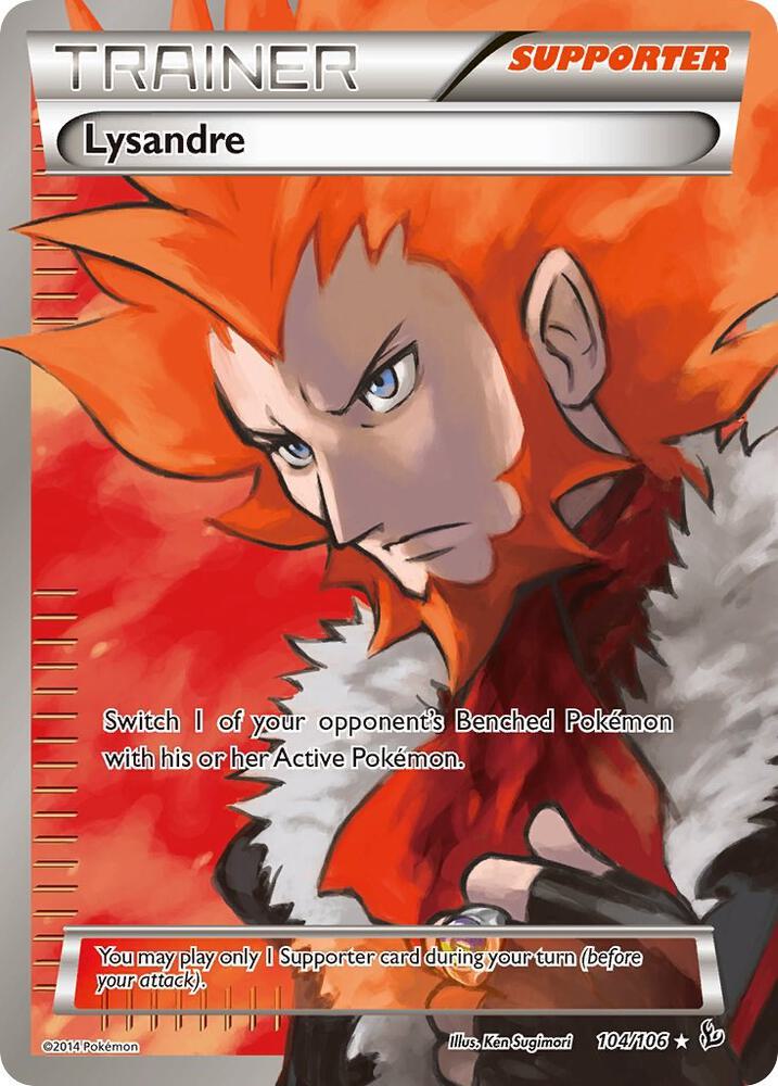 Pokémon Lysandre #104/106 XY - Flashfire 104 Full Art Holofoil Lightly Played English Trading Card — catalog front, TCGplayer SKU 1230353
