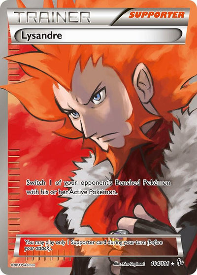 Pokémon Lysandre #104/106 XY - Flashfire 104 Full Art Holofoil Lightly Played English Trading Card — catalog front, TCGplayer SKU 1230353