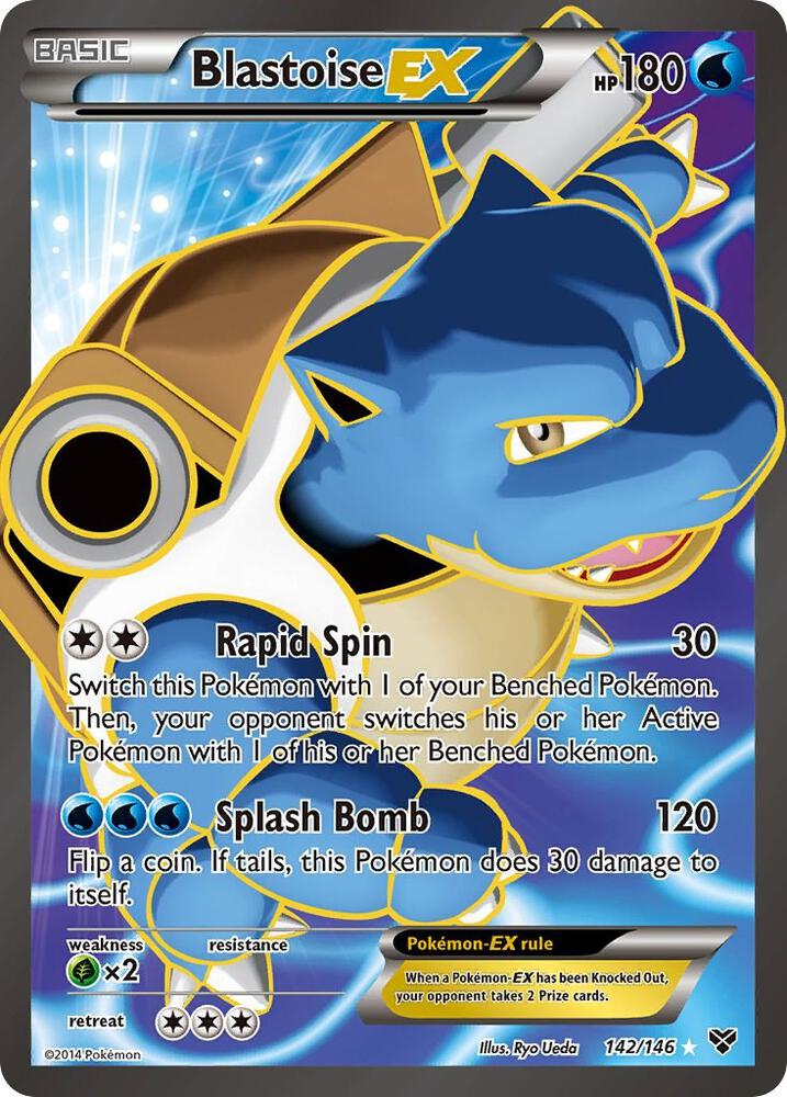 Pokémon Blastoise EX #142/146 XY Base Set 142 Full Art Holofoil Near Mint Trading Card