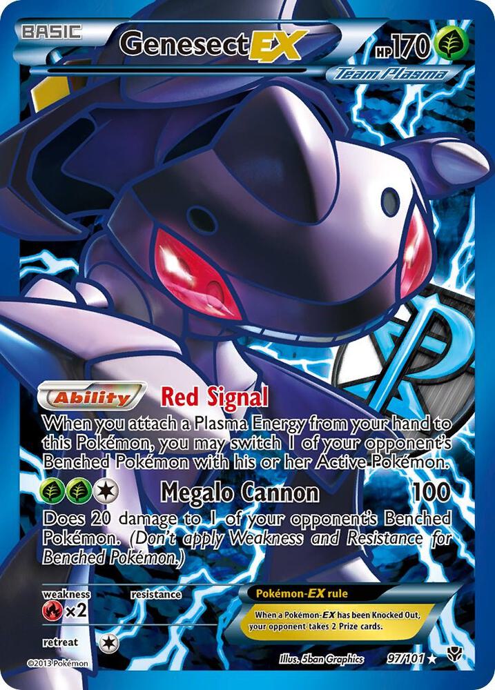 Pokémon Genesect EX (Team Plasma) #97/101 Plasma Blast 97 Full Art Holofoil Moderately Played Trading Card