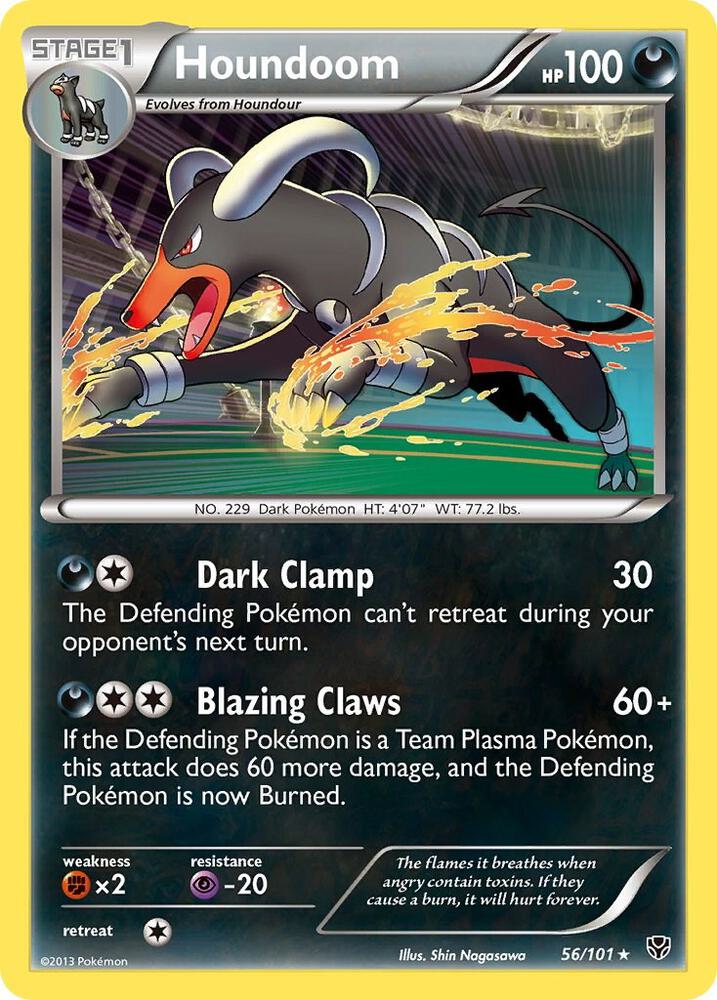 Pokémon Houndoom #56/101 Plasma Blast Holo Rare Reverse Holofoil Near Mint English Trading Card — catalog front, TCGplayer SKU 1232213