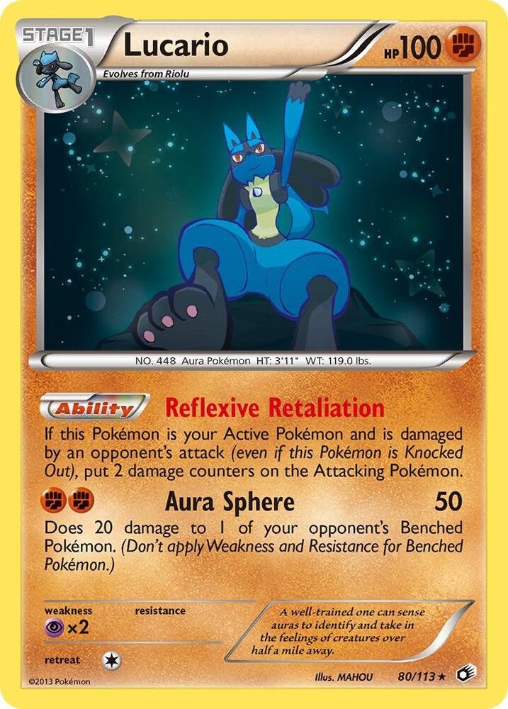 Pokémon Lucario #80/113 Legendary Treasures Holo Rare Holofoil Near Mint English Trading Card — catalog front, TCGplayer SKU 1232952