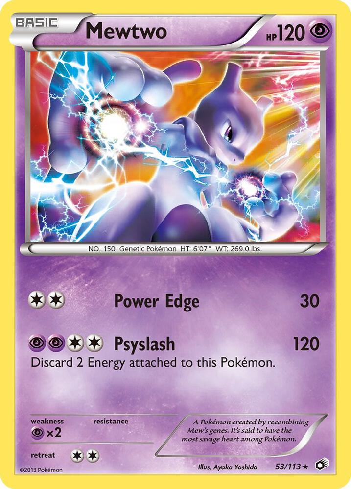 Pokémon Mewtwo #53/113 Legendary Treasures Holo Rare Holofoil Near Mint Trading Card