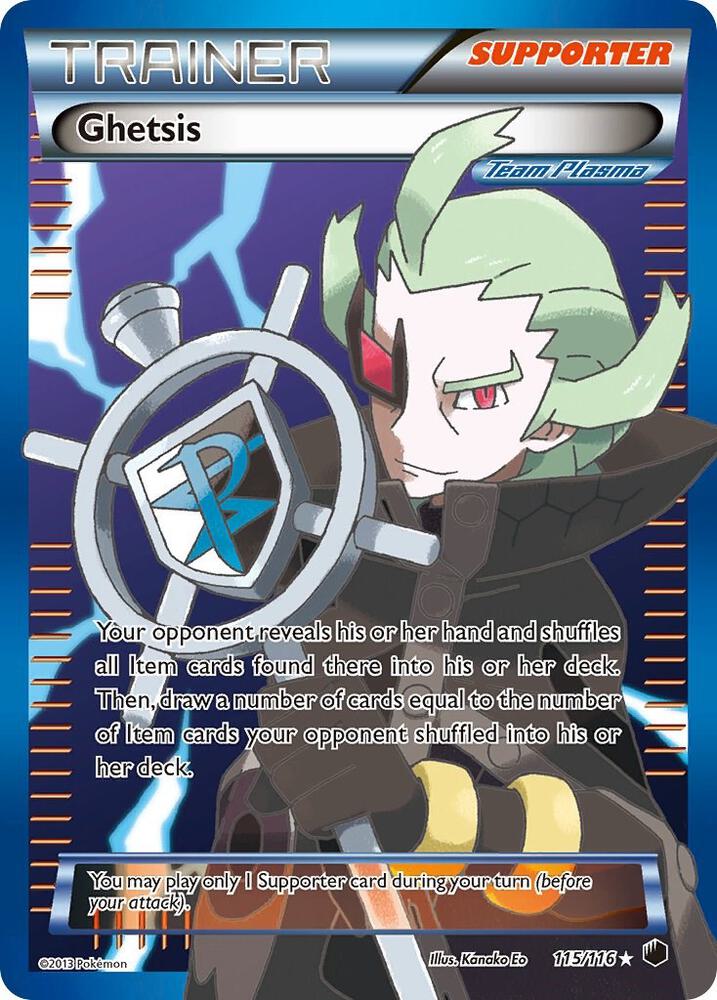 Pokémon Ghetsis (Team Plasma) #115/116 Plasma Freeze Full Art Holofoil Lightly Played Trading Card