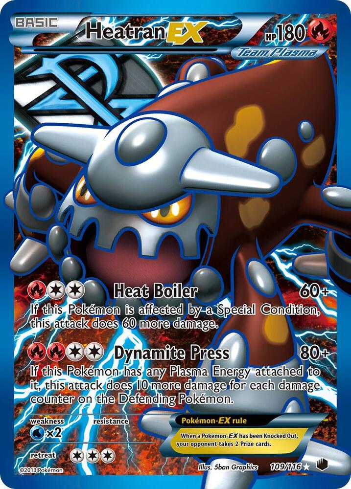 Pokémon Heatran EX (Team Plasma) #109/116 Plasma Freeze Full Art Holofoil Heavily Played Trading Card
