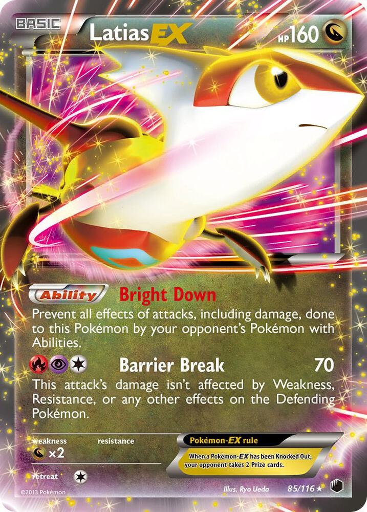 Pokémon Latias EX #85/116 Plasma Freeze Ultra Rare Holofoil Lightly Played English Trading Card — catalog front, TCGplayer SKU 1233883