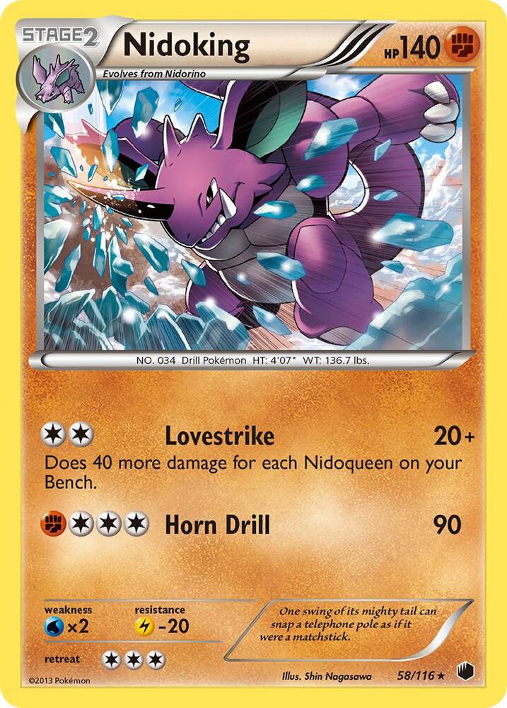 Pokémon Nidoking #58/116 Plasma Freeze Rare Reverse Holofoil Near Mint English Trading Card — catalog front, TCGplayer SKU 1233967