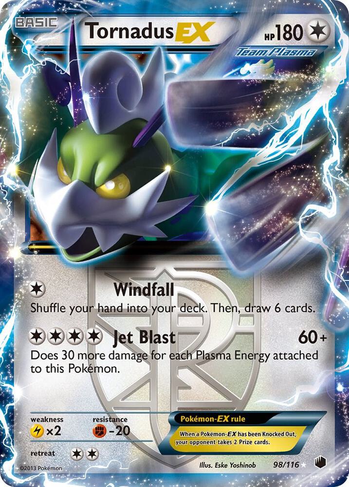 Pokémon Tornadus EX #98/116 Plasma Freeze Team Plasma Holofoil Near Mint Trading Card