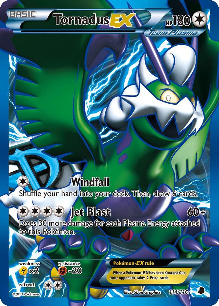 Pokémon Tornadus EX (Team Plasma) #114/116 Plasma Freeze 114 Full Art Holofoil Moderately Played Trading Card