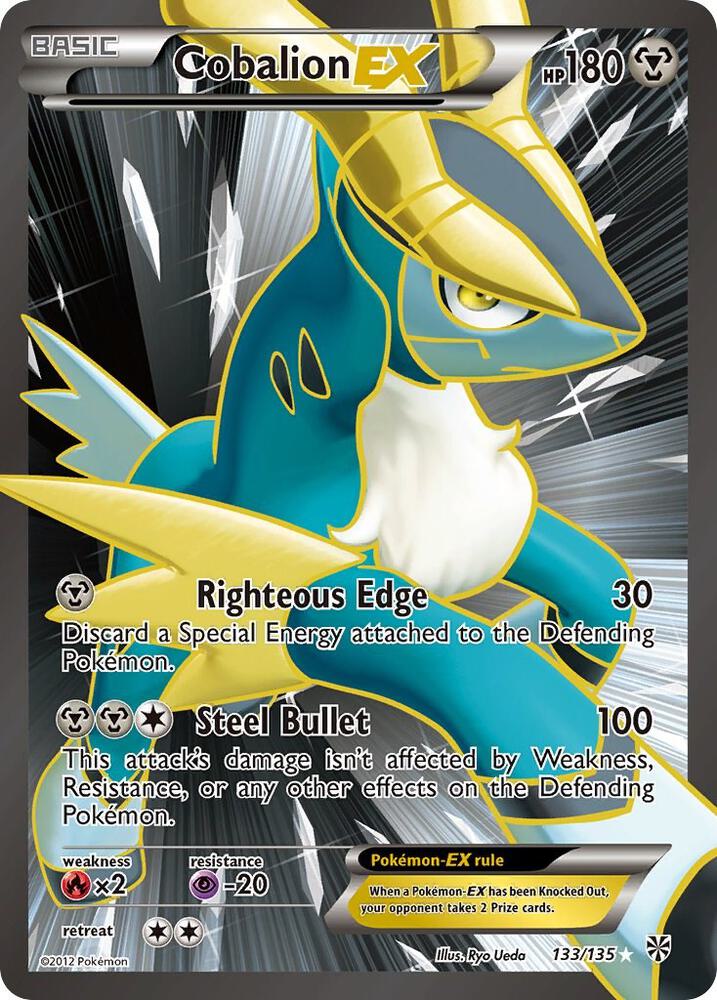 Pokémon Cobalion EX #133/135 Plasma Storm 133 Full Art Holofoil Near Mint Trading Card