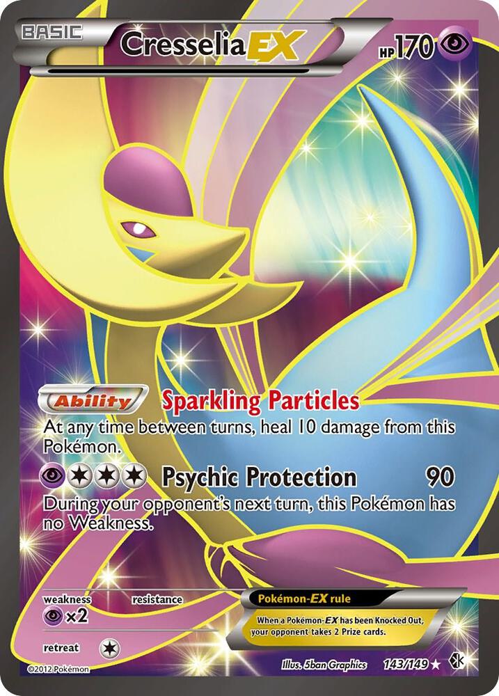 Pokémon Cresselia EX #143/149 Boundaries Crossed 143 Full Art Holofoil Moderately Played Trading Card