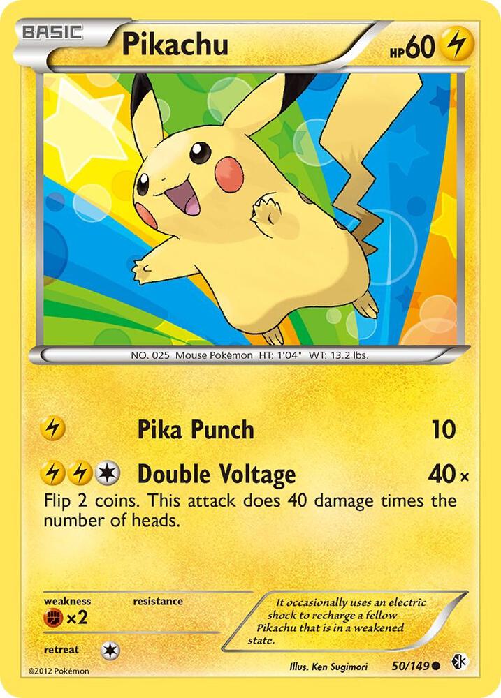 Pokémon Pikachu #50/149 Boundaries Crossed Common Reverse Holofoil Moderately Played English Trading Card — catalog front, TCGplayer SKU 1235539