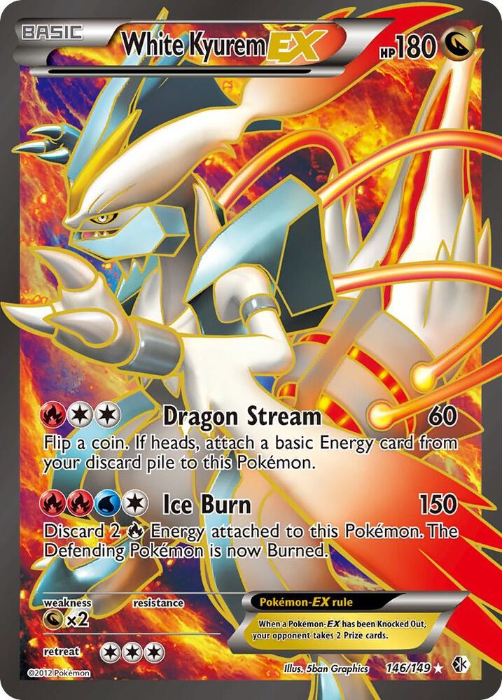 Pokémon White Kyurem EX #146/149 Boundaries Crossed 146 Full Art Holofoil Lightly Played Trading Card