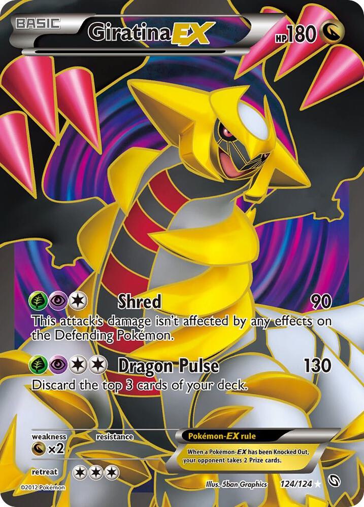 Pokémon Giratina EX #124/124 Dragons Exalted 124 Full Art Holofoil Heavily Played Trading Card