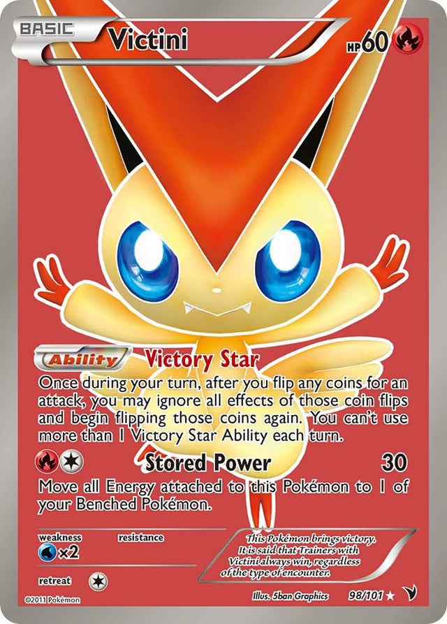 Pokémon Victini #98/101 Noble Victories 98 Full Art Holofoil Heavily Played English Trading Card — catalog front, TCGplayer SKU 1237892