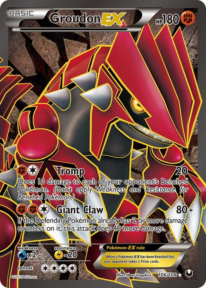 Pokémon Groudon EX #106/108 Dark Explorers 106 Full Art Holofoil Moderately Played Trading Card