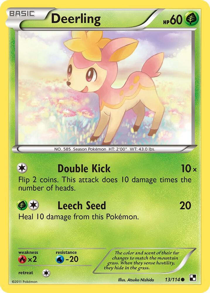 Pokémon Deerling #13/114 Black and White Common Reverse Holofoil Near Mint English Trading Card — catalog front, TCGplayer SKU 1240271