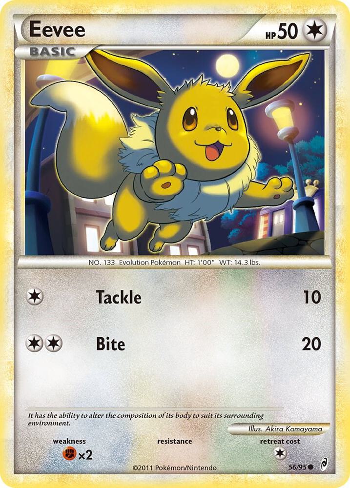 Pokémon Eevee #56/95 Call of Legends Common Reverse Holofoil Lightly Played English Trading Card — catalog front, TCGplayer SKU 1240951