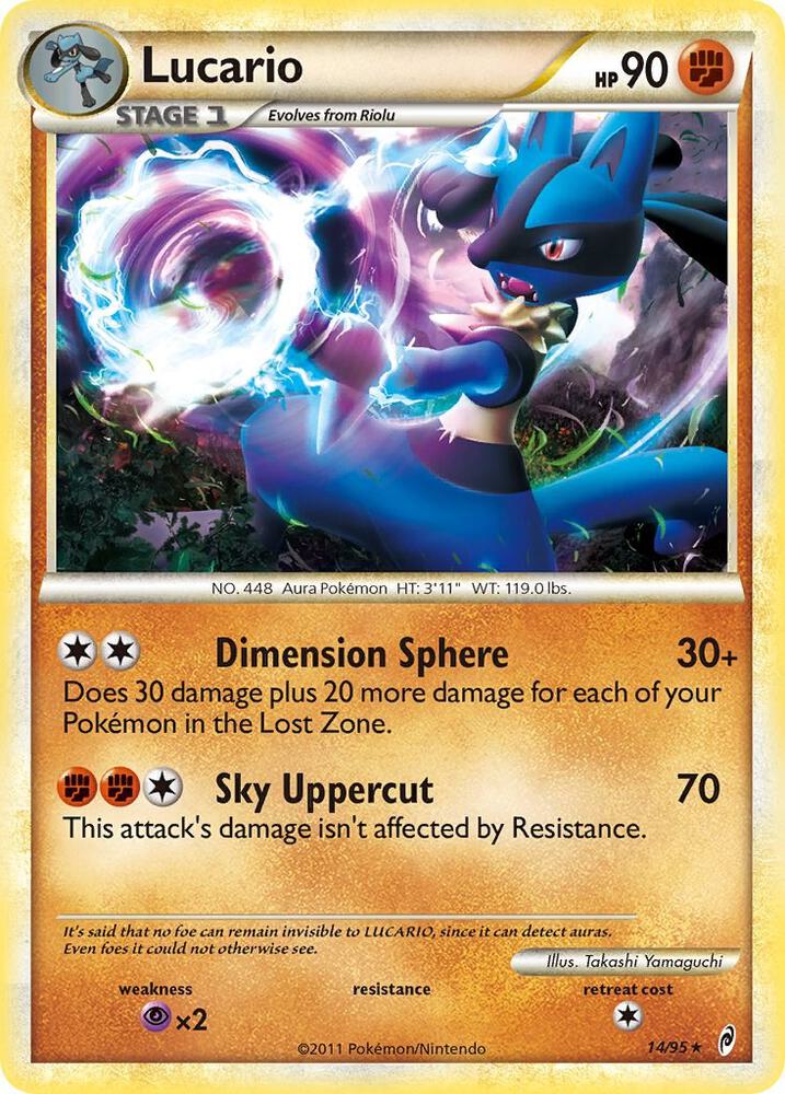 Pokémon Lucario #14/95 Call of Legends Holo Rare Reverse Holofoil Moderately Played English Trading Card — catalog front, TCGplayer SKU 1241167