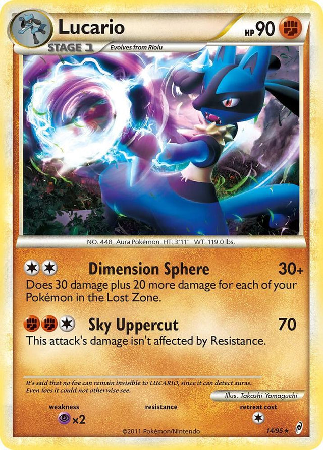 Pokémon Lucario #14/95 Call of Legends Holo Rare Reverse Holofoil Moderately Played English Trading Card — catalog front, TCGplayer SKU 1241167