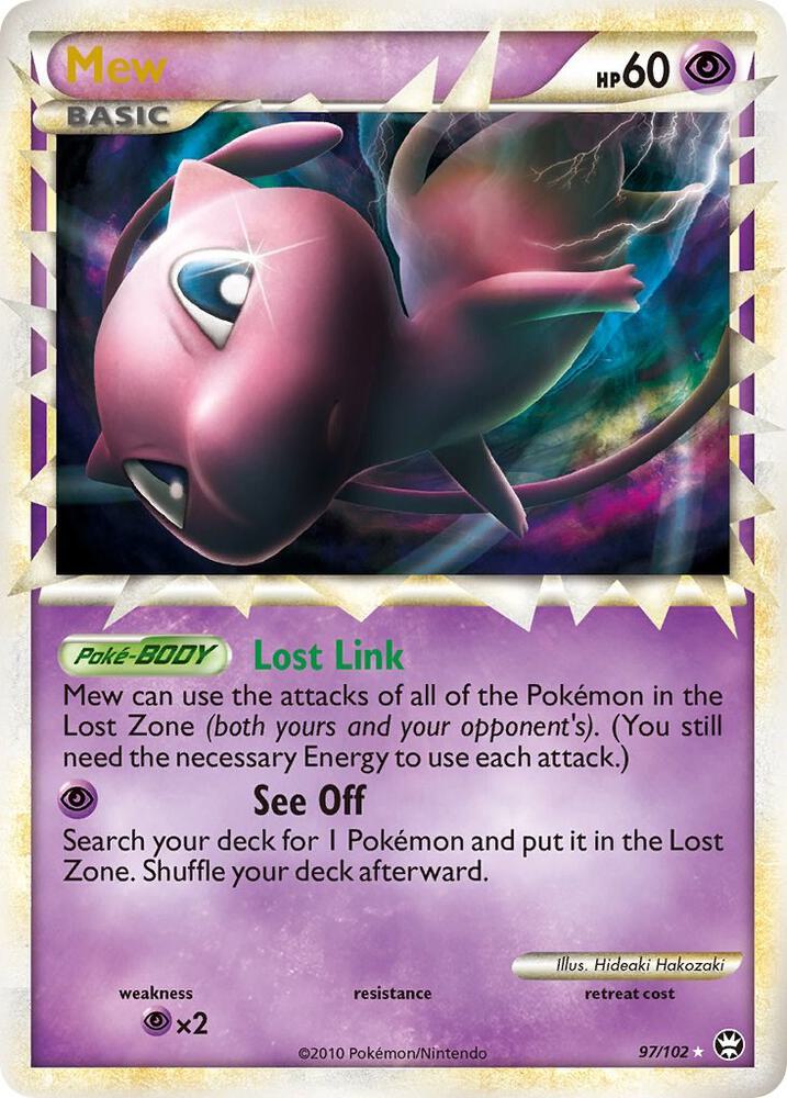 Pokémon Mew #97/102 Triumphant Prime Holofoil Heavily Played English Trading Card — catalog front, TCGplayer SKU 1241813