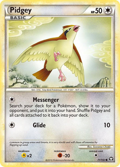 Pokémon Pidgey #71/102 Triumphant Common Reverse Holofoil Near Mint English Trading Card — catalog front, TCGplayer SKU 1241870