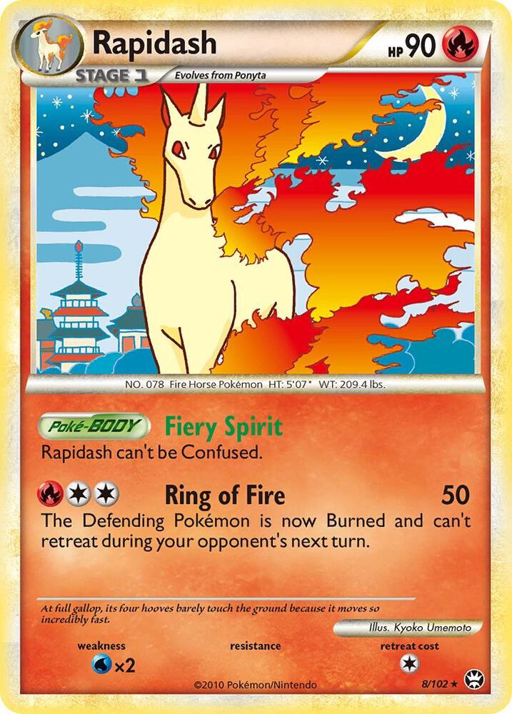 Pokémon Rapidash #8/102 Triumphant Holo Rare Holofoil Near Mint Trading Card
