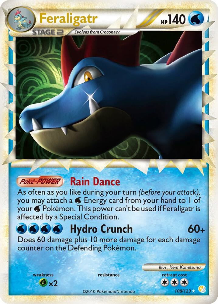 Pokémon Feraligatr #108/123 HeartGold SoulSilver Prime Holofoil Lightly Played Trading Card