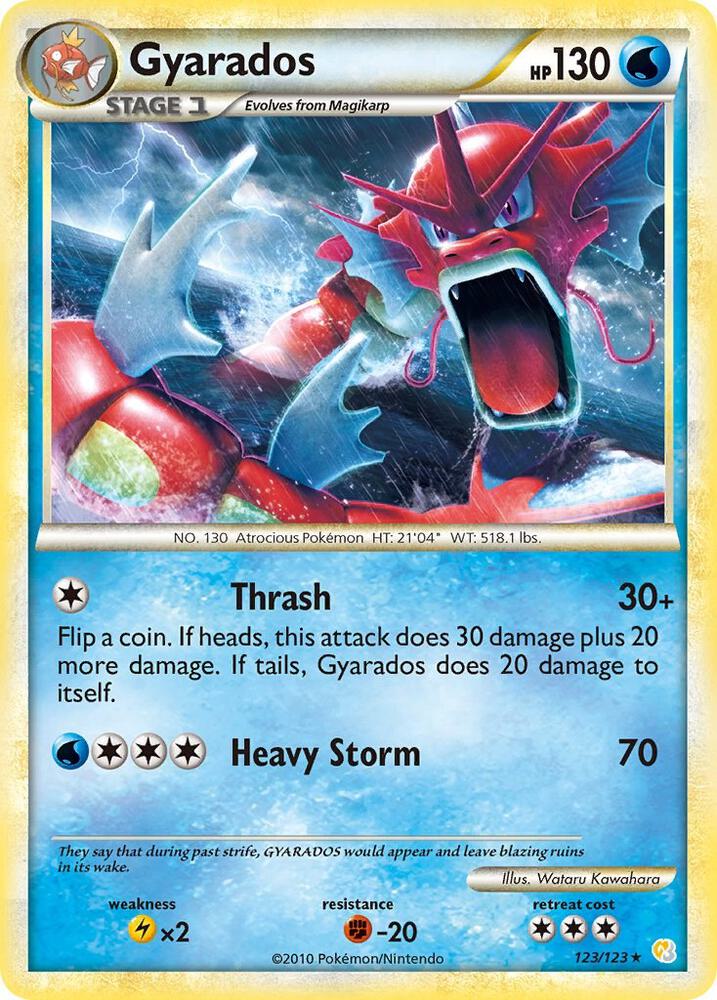 Pokémon Gyarados #123/123 HeartGold SoulSilver Red Holofoil Lightly Played Trading Card