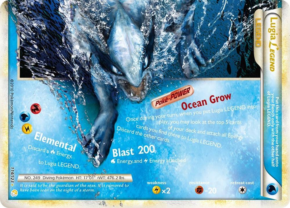 Pokémon Lugia Legend #114/123 HeartGold SoulSilver Bottom Holofoil Lightly Played English Trading Card — catalog front, TCGplayer SKU 1243031