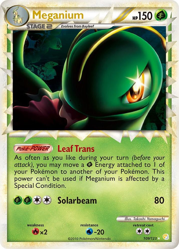 Pokémon Meganium #109/123 HeartGold SoulSilver Prime Holofoil Moderately Played English Trading Card — catalog front, TCGplayer SKU 1243067