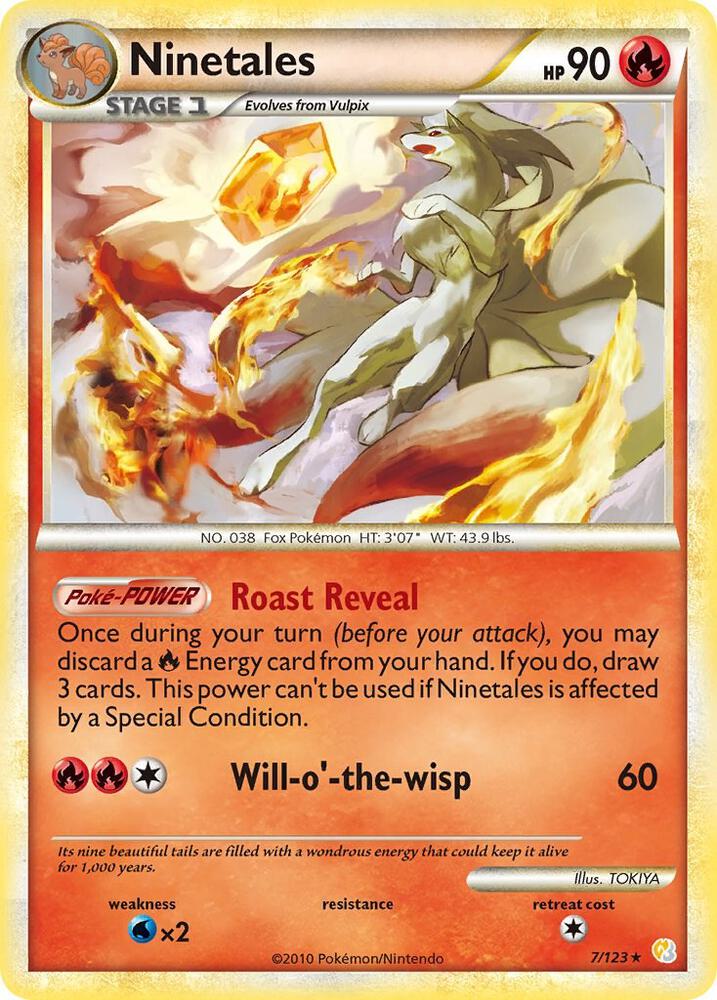 Pokémon Ninetales #7/123 HeartGold SoulSilver Holo Rare Holofoil Near Mint English Trading Card — catalog front, TCGplayer SKU 1243100